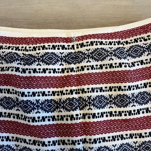 Madewell Jacquard Gamine Mini Skirt Size 8 Red Blue White Striped Geo Aztec Prin - Picture 5 of 6